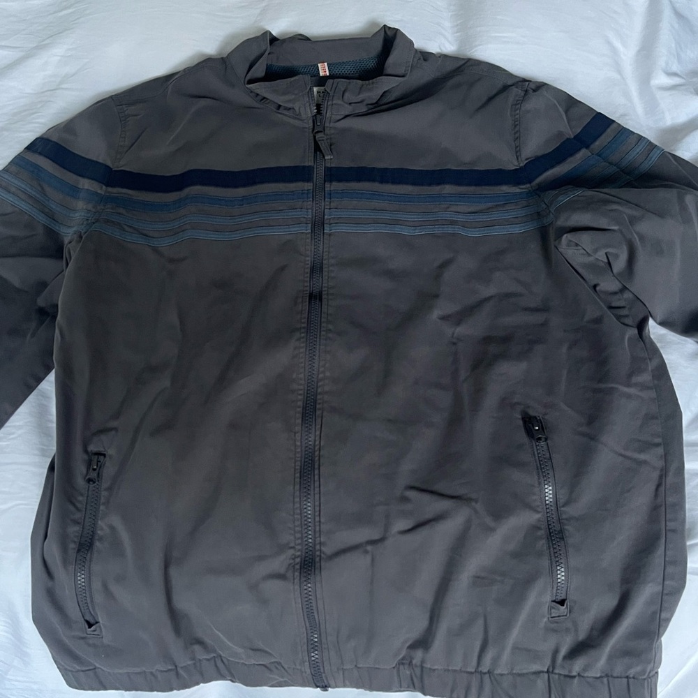 Marine layer - XL Men's Gray Jacket with Blue Stripes